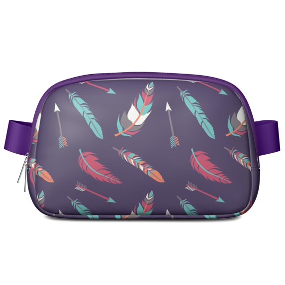 Mini Fanny Pack Vintage Arrow and Feather Belt Bag for Women, Fashionable Waterproof Waist Pack with Adjustable Strap for Workout Running Traveling Hiking Cycling