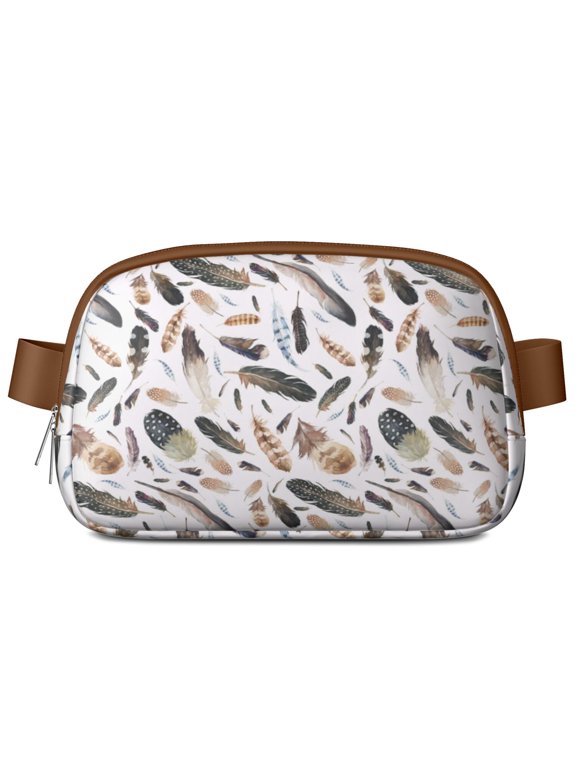 Mini Fanny Pack West Feathers Belt Bag for Women, Fashionable Waterproof Waist Pack with Adjustable Strap for Workout Running Traveling Hiking Cycling