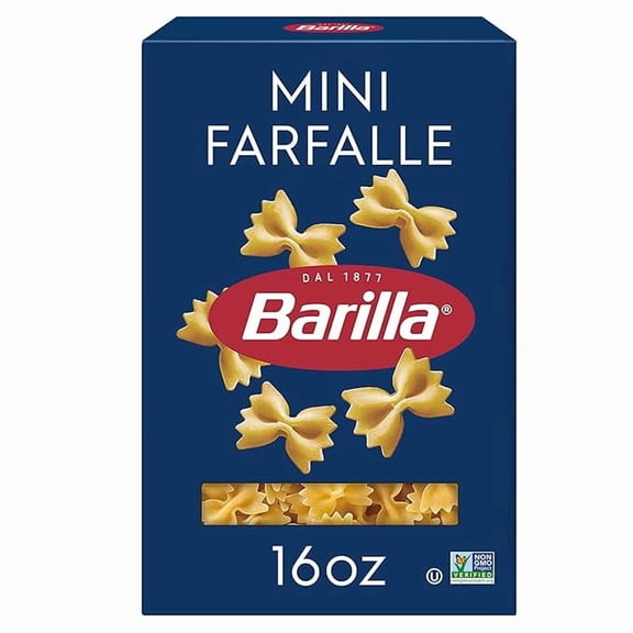 Mini Farfalle Pasta, 16 oz. Box - Non-GMO, Made with Durum Wheat Semolina - Kosher Certified
