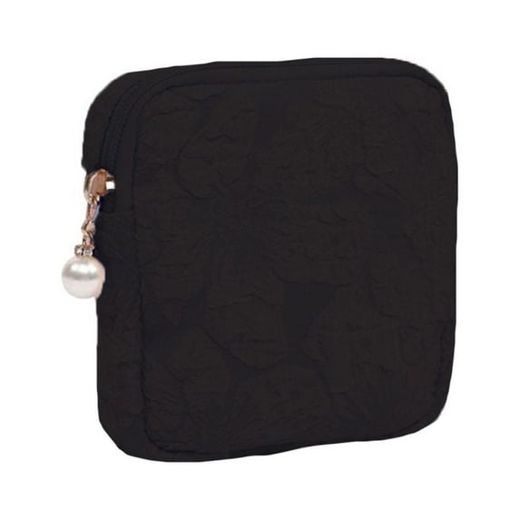 Mini Fashion Large Capacity Multi-function Sundries Storage Storage Container Cosmetic Bag Makeup Bag Sanitary Napkin Storage Bag Tampon Storage Bag BLACK