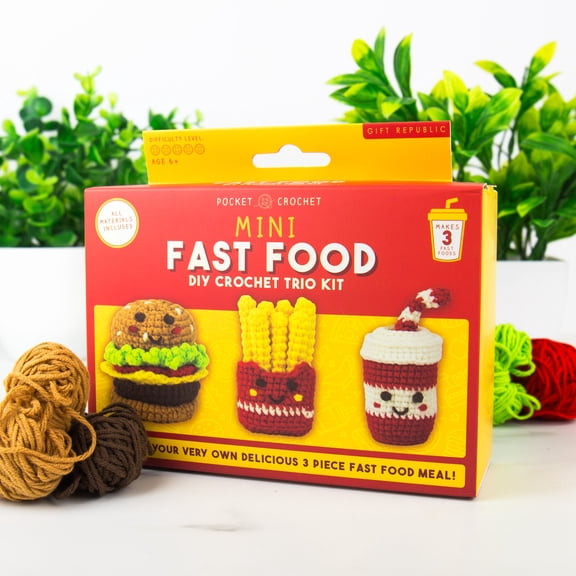Mini Fast Food DIY Crochet Trio Kit  Create 3 Tasty Characters