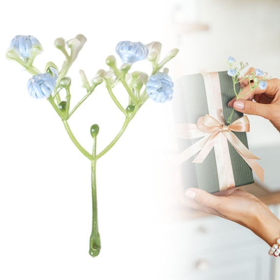 Mini Faux Floral Stems Small Artificial Flowers Mini Plastic Colorful Realistic Spring Flower Arrangement Bouquet Branches for Home Party Wedding Table Centerpiece Vase Decor (Blue)