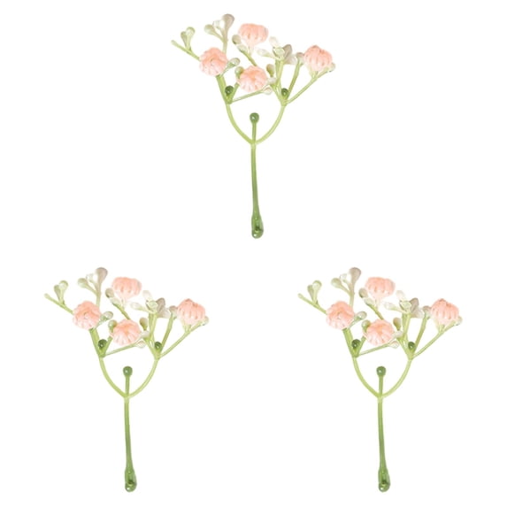 Mini Faux Floral Stems Small Artificial Flowers Mini Plastic Colorful Realistic Spring Flower Arrangement Bouquet Branches for Home Party Wedding Table Centerpiece Vase Decor (Pink, 3PCS)