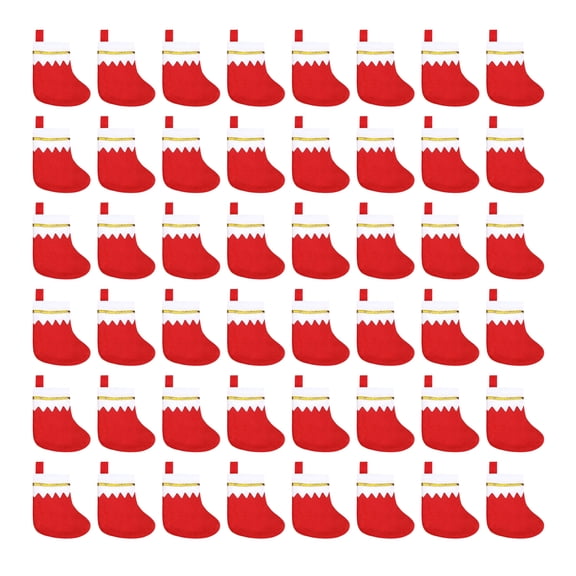 Mini Felt Christmas Stockings, 5-Inch, Red and White, 48 Count