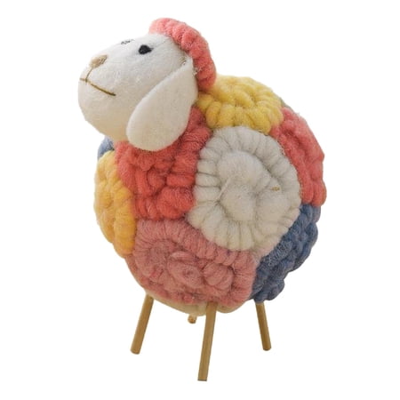 Mini Felt Sheep Figurine Animal Statue Sculpture Ornament Crafts for Home Office