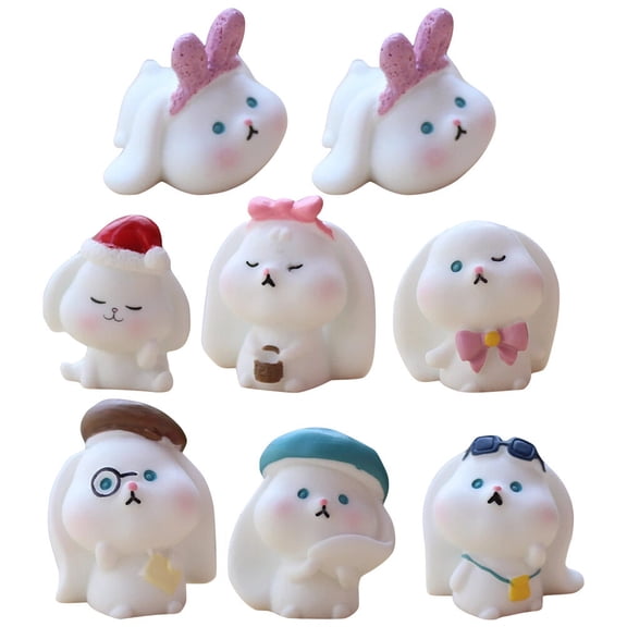 Toyandona 8Pcs Miniature Garden Figurines Resin Assorted Color Ornaments Indoor Decoration