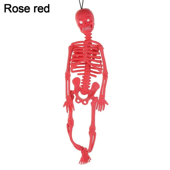 Mini Figure Tricky Halloween Toys Human Skeleton Funny Tricks Keychain Body Bones Model Pendant ROSE RED