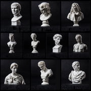 10-Piece Mini Greek Mythology Figurine Set, Aesthetic Bust Statues of David Venus & Goddess for Shelves Home Decor