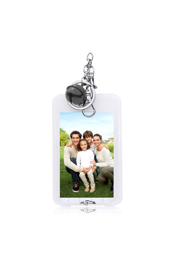 Mini Film Photo Keychain Picture Holder with Bell – Clear Photo Frame Key Chain for Instax Fujifilm Polaroid Mini 9 Film - DIY Picture Keychains for Wallet Size Photos, Gifts, Black, Set of 1