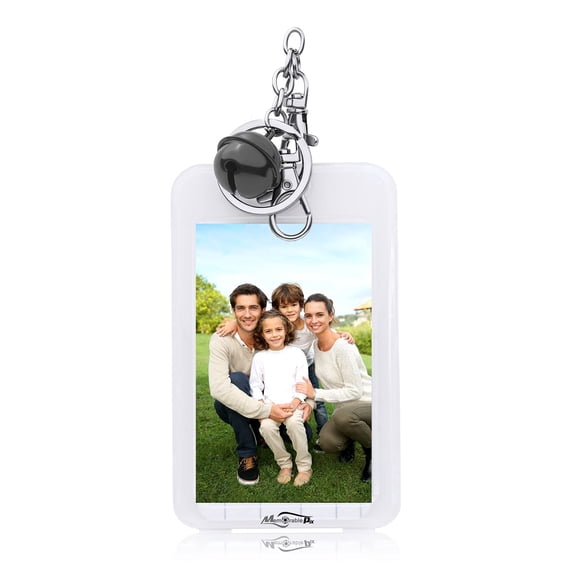 Mini Film Photo Keychain Picture Holder with Bell – Clear Photo Frame Key Chain for Instax Fujifilm Polaroid Mini 9 Film - DIY Picture Keychains for Wallet Size Photos, Gifts, Black, Set of 1