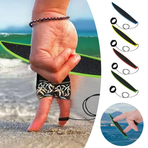 Mini Finger Surfboard Toy 4-Pack Creative Finger Skateboard Wind-Powered Finger Surfing Board with Leash Car Window Fidget Toy for Kids Teens Surfers