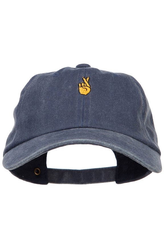 Mini Fingers Crossed Embroidered Unstructured Dyed Cap - Navy OSFM