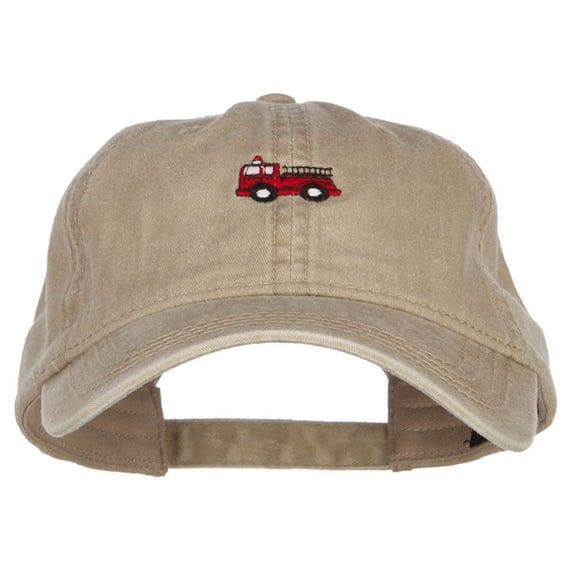 Mini Fire Truck Embroidered Washed Cap - Khaki OSFM