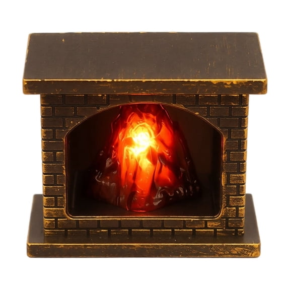 Mini Fireplace Lantern Decorative Tabletop Ornament Simulated Flame Light Display Prop Battery Powered with 3 LR1130 Batteries
