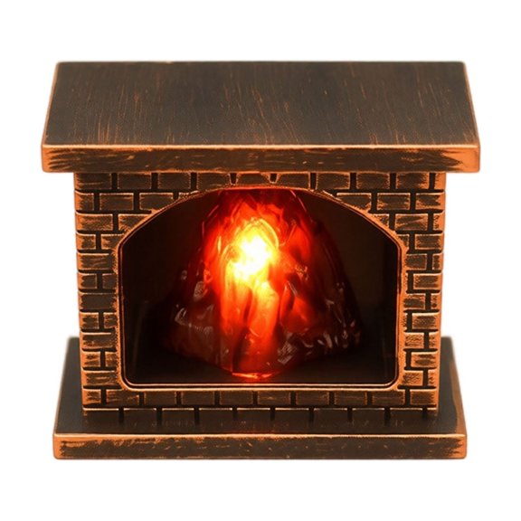Mini Fireplace Lantern Decorative Tabletop Prop with Warm Light Battery Operated Flickering Flame Effect Includes 3 LR1130 Batteries