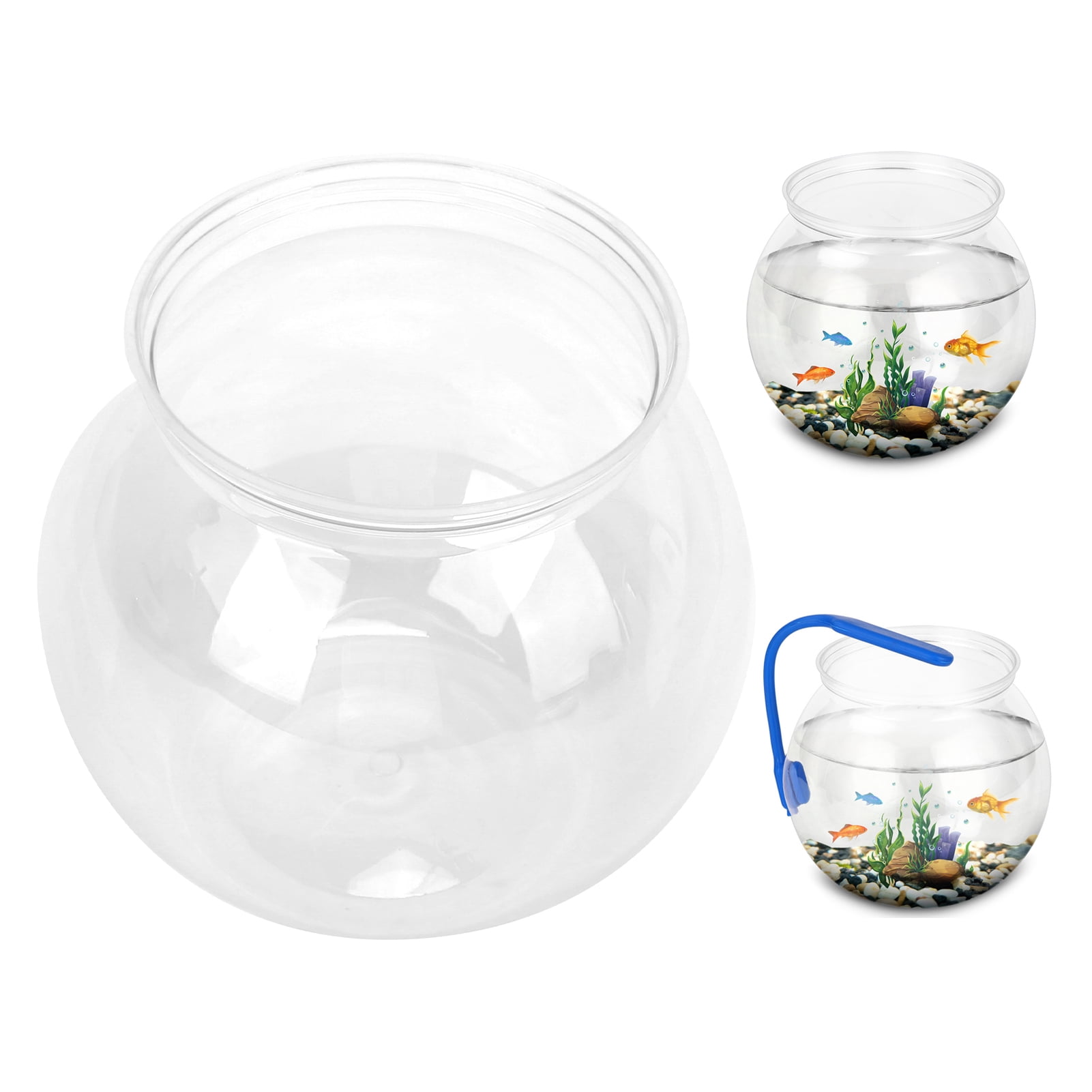 Mini Fish,Classic Drum Style Fish Bowl Transparent Plastic Round Bowl