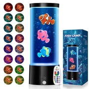 Mini Fish Lamp with 17 RGB Colors & Remote Control, Silent Non-Bubble Night Light, Decorative Aquarium Light for Home, Christmas/Birthday Gift
