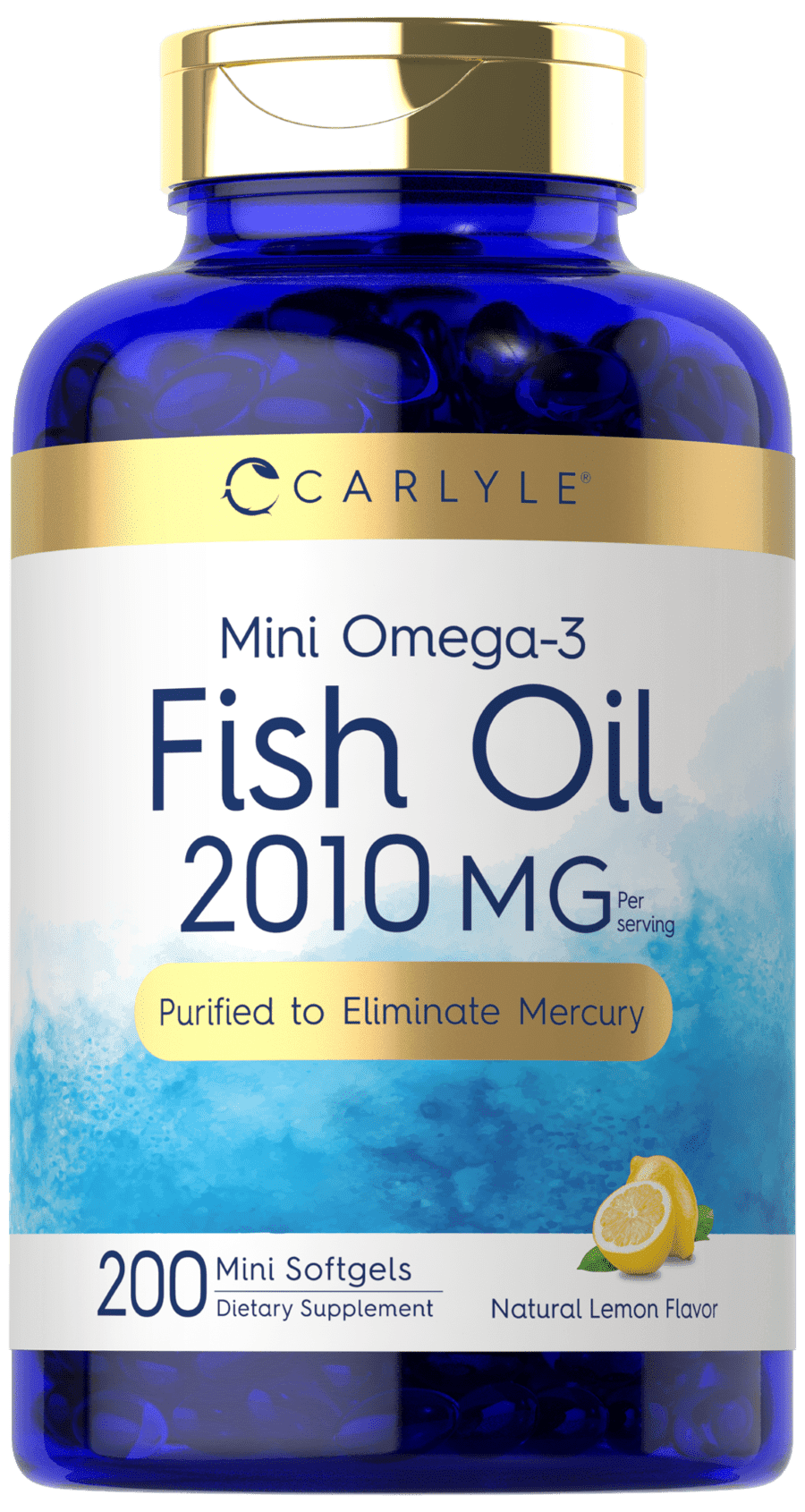 Mini Fish Oil Softgels | 2010mg | 200 Omega-3 Pills | by Carlyle