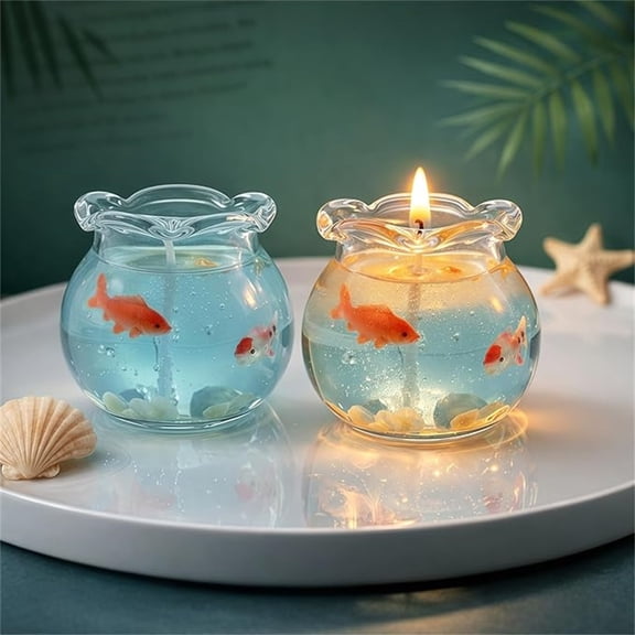 Winter Poetry Upgrade Mini Fish Tank Aromatherapy Candle, Handcrafted Floating Fish Candle, Cozy Room Decorative Gel Wax Candle