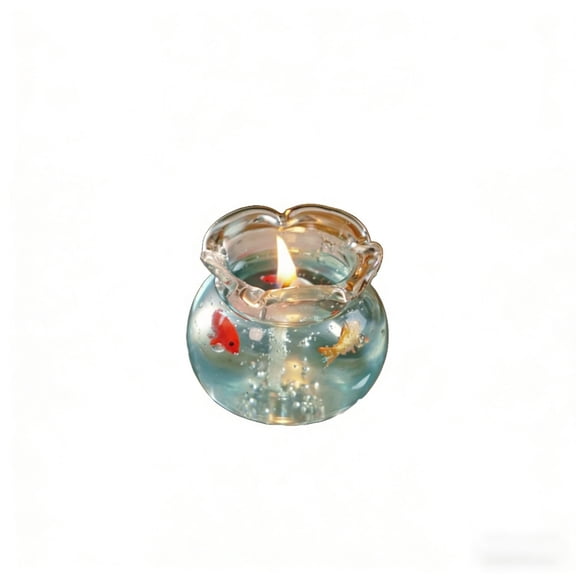 Mini Fish Tank Aromatherapy Candle with Floating Fish Decor, Handcrafted Gel Wax Candle in Glass Jar for Home and Gifts