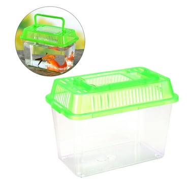 Mini Fish Tank Plastic Handheld Fish Tank for Turtle and Pet Fish (Green)
