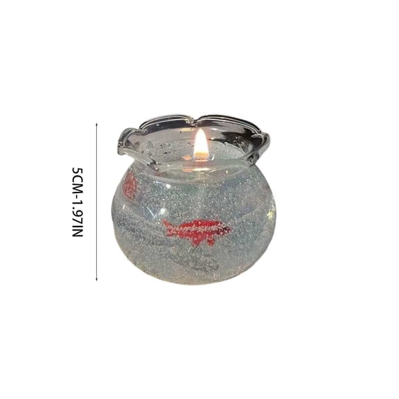 Mini Fishbowl Gel Scented Candle English Pear Aromatherapy Cute Fish Decor Clear Jelly Wax Candle For Home Room 2 Inches 1 Pack