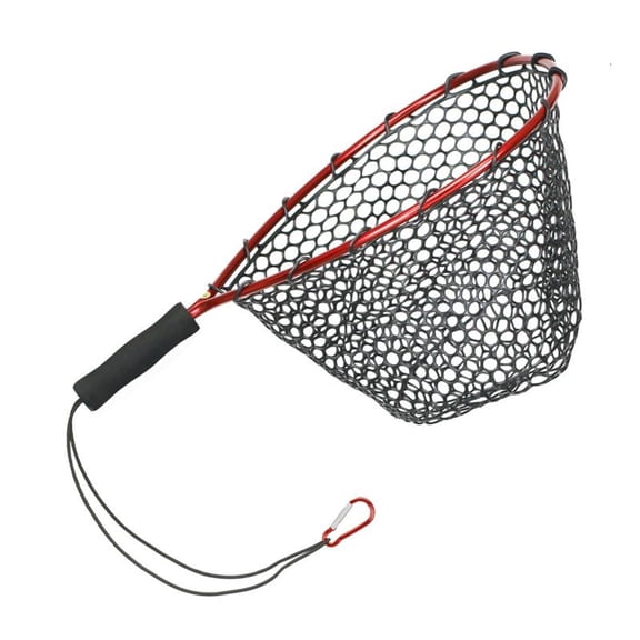 Mini Fishing Net Wear-Resistant Dip Net Fish Landing Net Safe Fish Net Dip Net EVA Handle Knotless Silicone Fishing Net