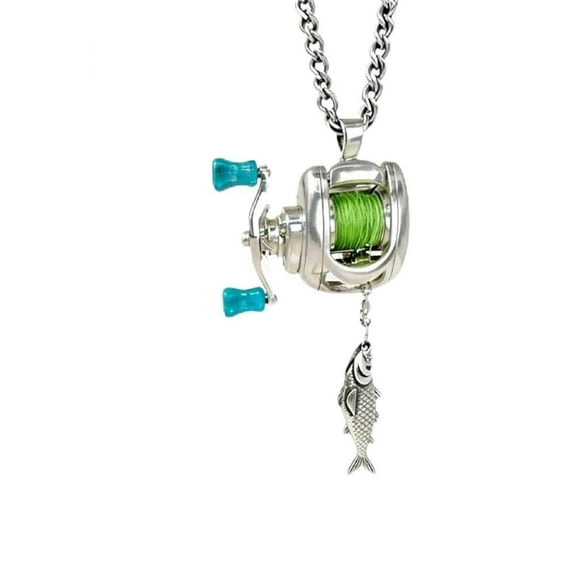 Mini Fishing Reel Necklace Rotating Handle Moving Line Guide