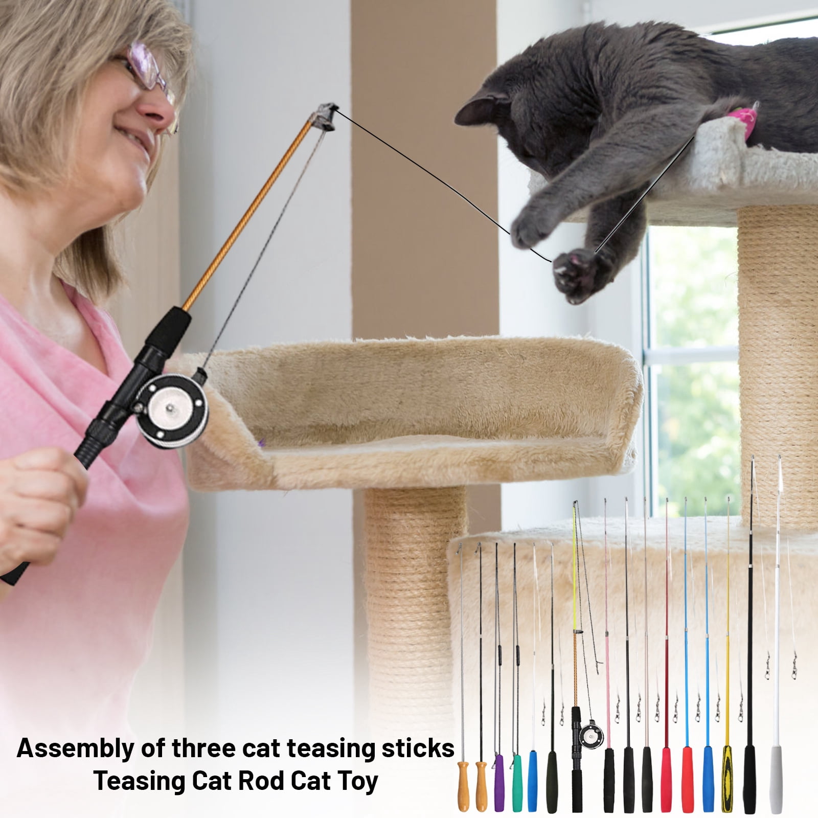 collapsible cat fishing pole AGGER Casting Toy, Cat Casting Toy Set, Interactive Toy for Cats, Tangle-Free Design, Cat Toy for Indoor Outdoor Cats : Everything Else All materials are non Mini Fishing Rod Extendable Fishing