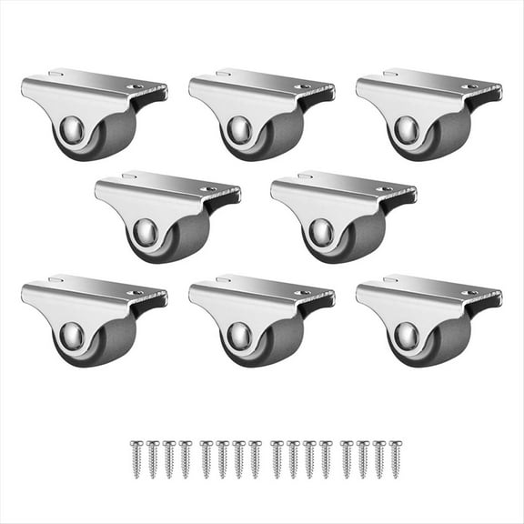 Mini Fixed Caster Wheels ,Low Profile Small Casters with Screws, Silent Rubber Rigid for Furniture 8 Pack