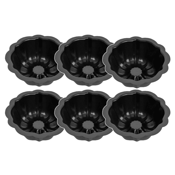 Mini Flan Molds Pan, 4 Inches Fluted Cake Pan Nonstick, Carbon Steel Mini Flan Molds Pans, Cake Pans Reusable Tube Oven Baking Mold for Cupcake, Bread, Bavarois, Brownie 6PC