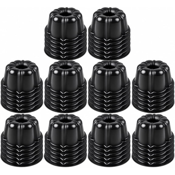 Mini Flan Molds Pan  Reusable Oven-Safe Round Silicone-Plastic Baking Cups, 50 Count, Black, 11.5 fl oz Capacity
