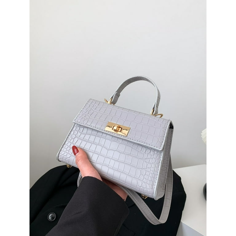 Mini Flap Square Bag Crocodile Embossed Turn Lock Walmart