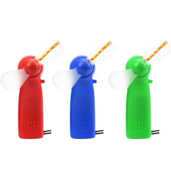 Mini Flash Light Fan, 3 AA Battery Powered Portable Handheld, Color Random