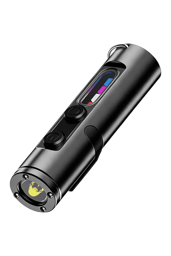 Mini Flashlight, 500 Lumens Rechargeable Pocket Keychain Light, Aluminum Alloy Torch with Ignition Function, Window Breaker, Strong Attachment Force Base and Hat Clip, 10H Runtime, Type-C Charging