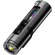 Mini Flashlight, 500 Lumens Rechargeable Pocket Keychain Light, Aluminum Alloy Torch with Ignition Function, Window Breaker, Strong Attachment Force Base and Hat Clip, 10H Runtime, Type-C Charging