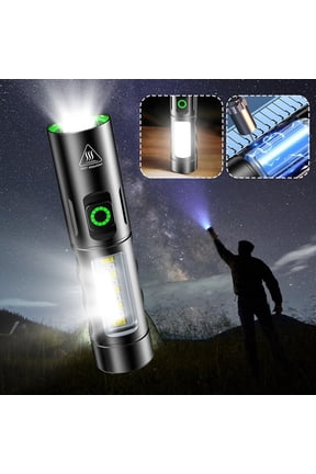 Mini Flashlight Fixed Focus Rechargeable 1000LM Ultra Bright COB LED Flashlight Small Keychain Flashlight with Type-C Charging Large Battery for Camping Emergency EDC