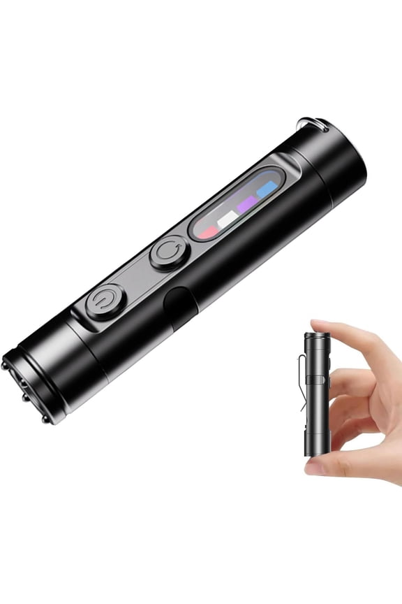 Mini Flashlight Keychain 500LM, Rechargeable LED Pocket Light with Clip & Magnetic Base, Waterproof Tactical Flashlight for Camping, Hiking, Emergency(Black)L