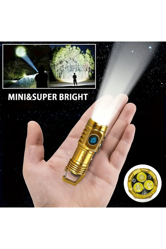 Mini Flashlight Super Bright Rechargeable Tactical Torch Small EDC Flashlight Hunting Gear Portable Keychain LED Light Accessories On Outdoor Linternas De Alta Potencia Recargables Safety Items