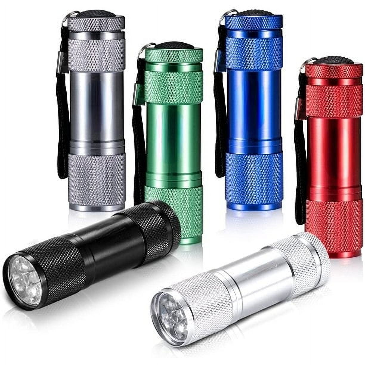 EverBrite 9-LED Flashlight 6-Pack Compact Handheld Torch Assorted Colors  with Lanyard 3AAA Battery Included (Hurricane Supplies, Camping) White Light