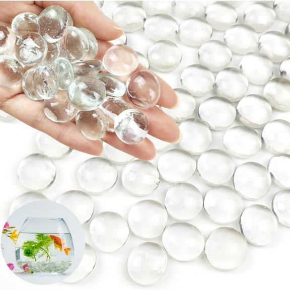 Mini Flat Glass Marbles,QZS Flat Glass Marbles,Clear Vases Beads for Indoor,Gems Beads Decorative for Vase Filler Table Scatter Decor,0.66lb