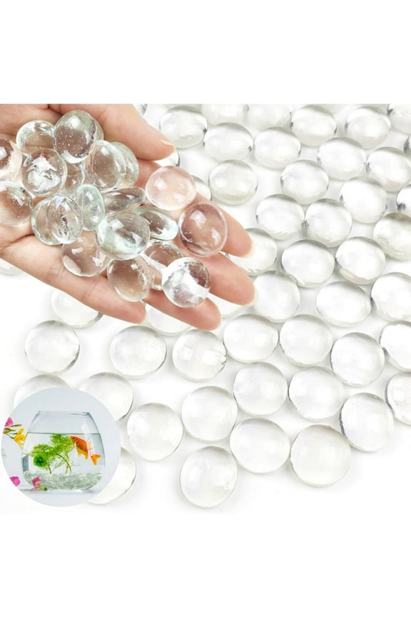 Mini Flat Glass Marbles,QZS Flat Glass Marbles,Clear Vases Beads for Indoor,Gems Beads Decorative for Vase Filler Table Scatter Decor,0.66lb