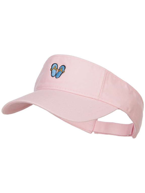 Mini Flip Flop Embroidered Cotton Washed Visor - Pink OSFM