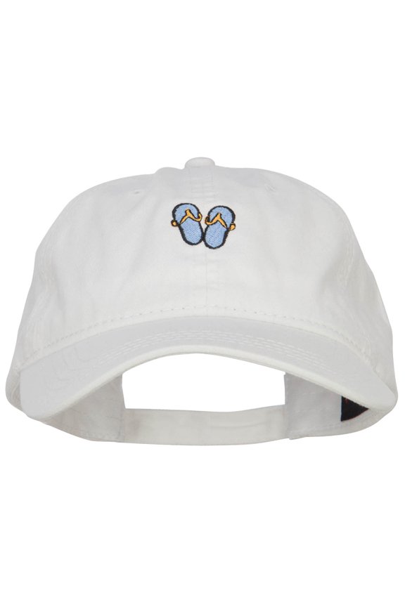 Mini Flip Flop Embroidered Washed Cap - White OSFM