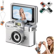 Mini Flip Screen Retro Camera, Mini Keychain Digital Camera, Thumb-Sized Flip Screen Mini Camera, 1080p Digital Camera with 1.47" LCD, Pocket-Size Retro Camera for Kids & Adults White