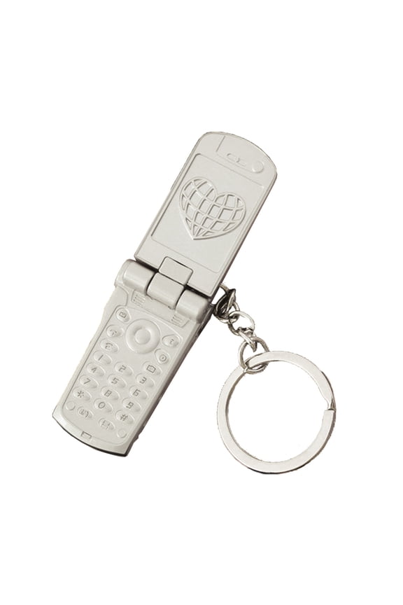 Mini Flip and Rotate Keychain Creative Phone Shaped Pendant Charm Keyring Y2K Style Bag Keys Hanging Ornament Decor