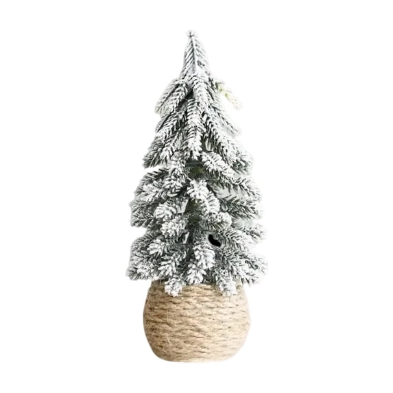 Mini Flocked Christmas Tree Tabletop Decor, Artificial Snow Frost Xmas Tree 6.3-11.8 Inch Style B