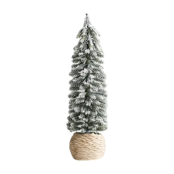 Mini Flocked Christmas Tree Tabletop Decor, Artificial Snow Frost Xmas Tree 6.3-11.8 Inch Style D
