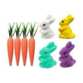 thumbnail image 1 of Mini Flocked Easter Bunny Decorations with Carrot Easter Rabbit Figurines Bunny Statue Party Favors Gifts Home Office Table Decor (A), 1 of 4