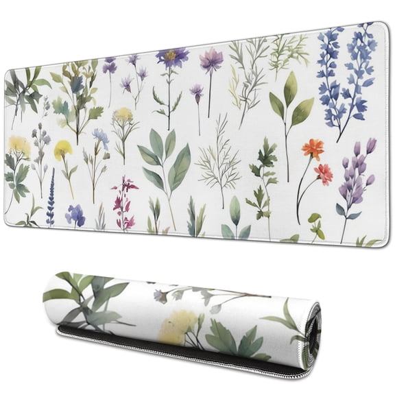Mini Floral Flower Mouse Pad - Non-Slip Rubber Base, Smooth Surface for Superior Tracking, Ideal for Office, Home & Gaming, Laptop Compatible, Large 31.5x11.8 Inch - Add Chic to Your Desk Space